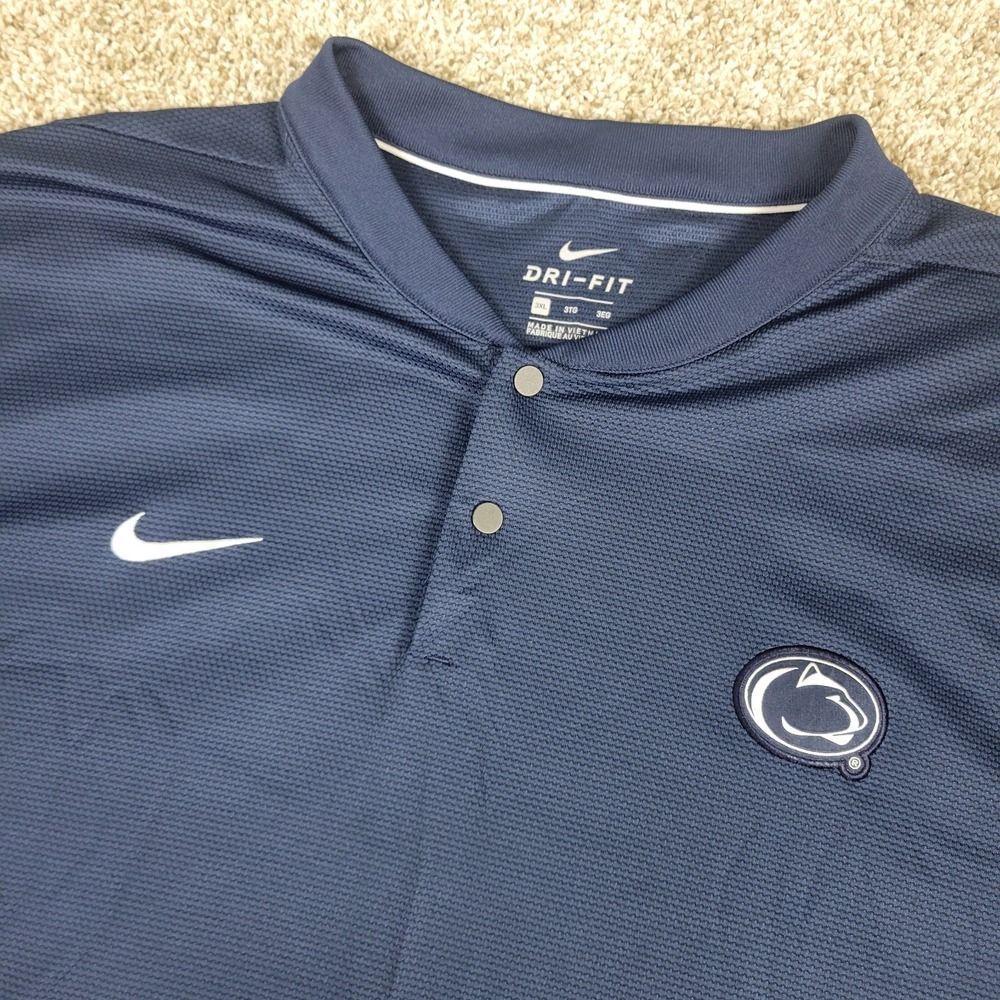 Nike Dri Fit Penn State Nittany Lions Mens 3XL Blue Performance Snap Blade Polo